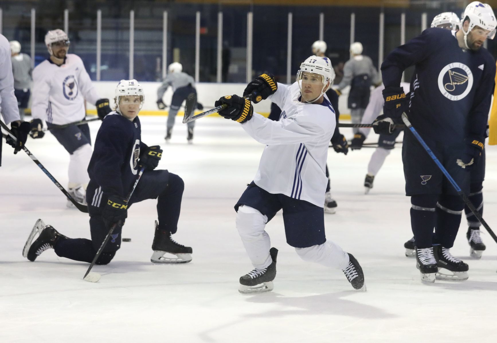 Blues practice before playoffs